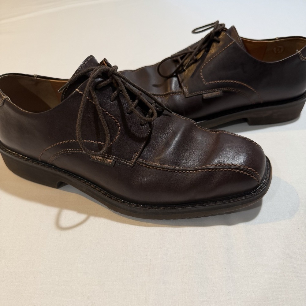 Mephisto Goodyear Welt Leather  Derby Shoes Dark Brown Men's 8.5 US